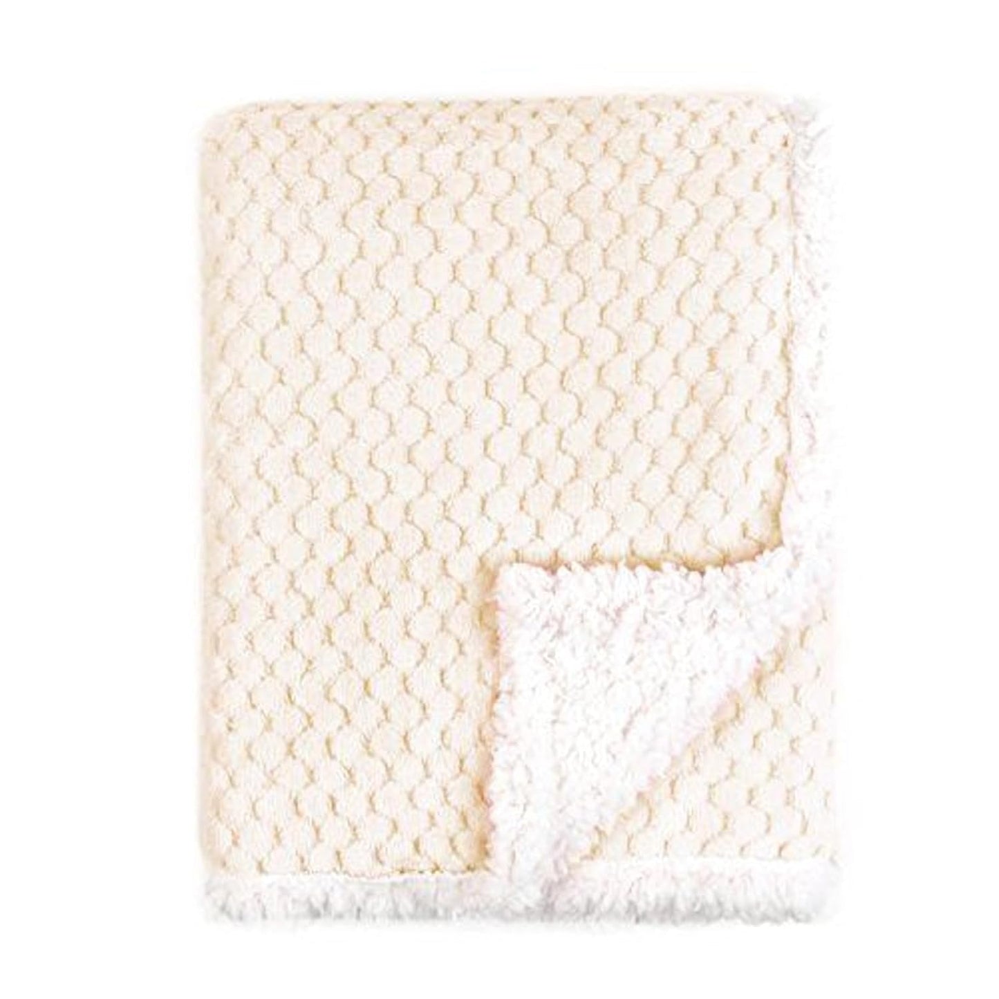 Popcorn Plush Sherpa Baby Blanket - Cream | 30" X 40" | Made of 100% Polyester | Soft, Breathable & Durable | Ideal as a Baby Swaddle Blanket, Crib Blanket, Receiving Blanket & More
