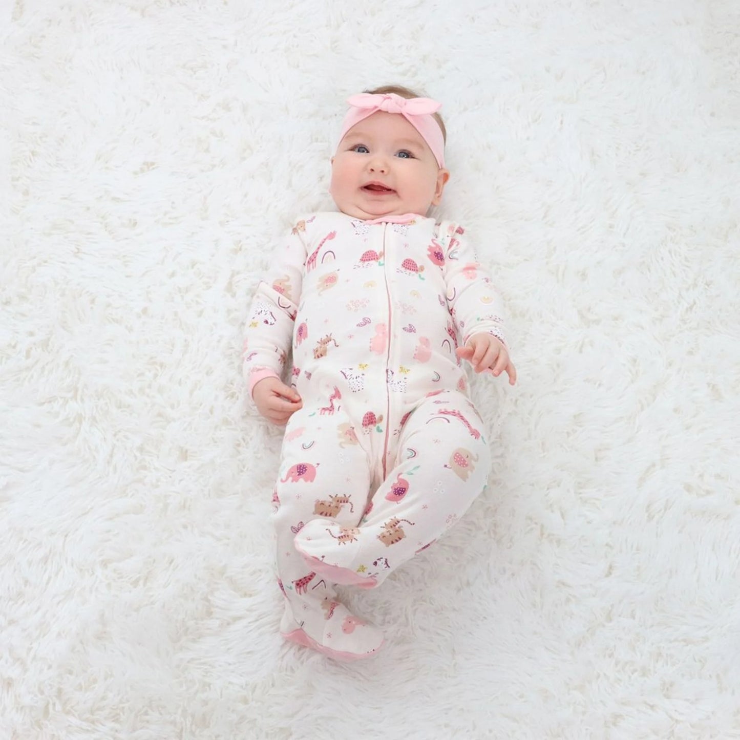 Newborn Layette Gift Set for Baby Girls, 23 Essential Pieces, Pink Rainbow Safari Animals, 0-3 Months