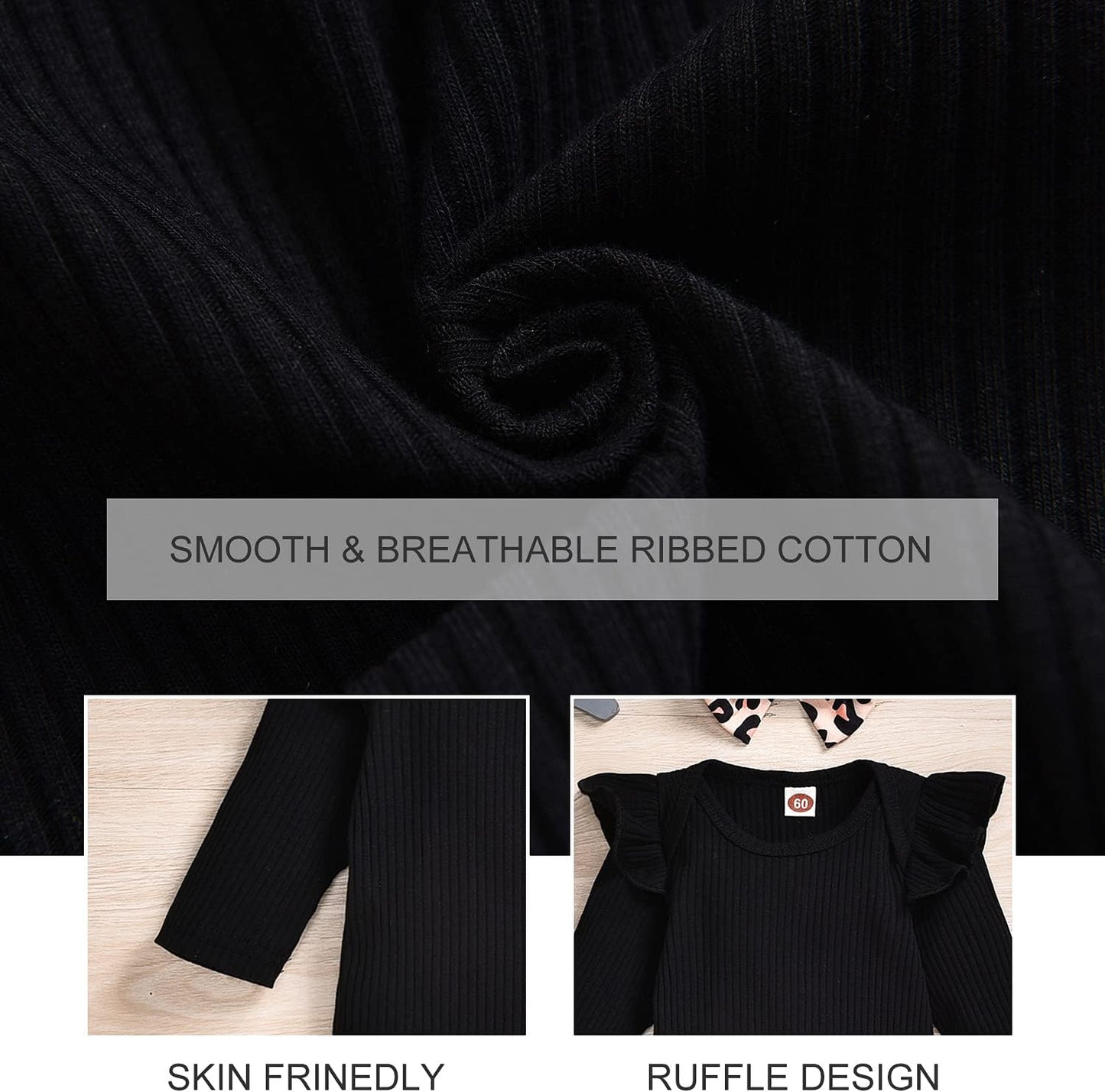 Preemie Newborn Infant Baby Girls Clothes Ribbed Romper Bodysuit Pants Set Fall Winter Outfits