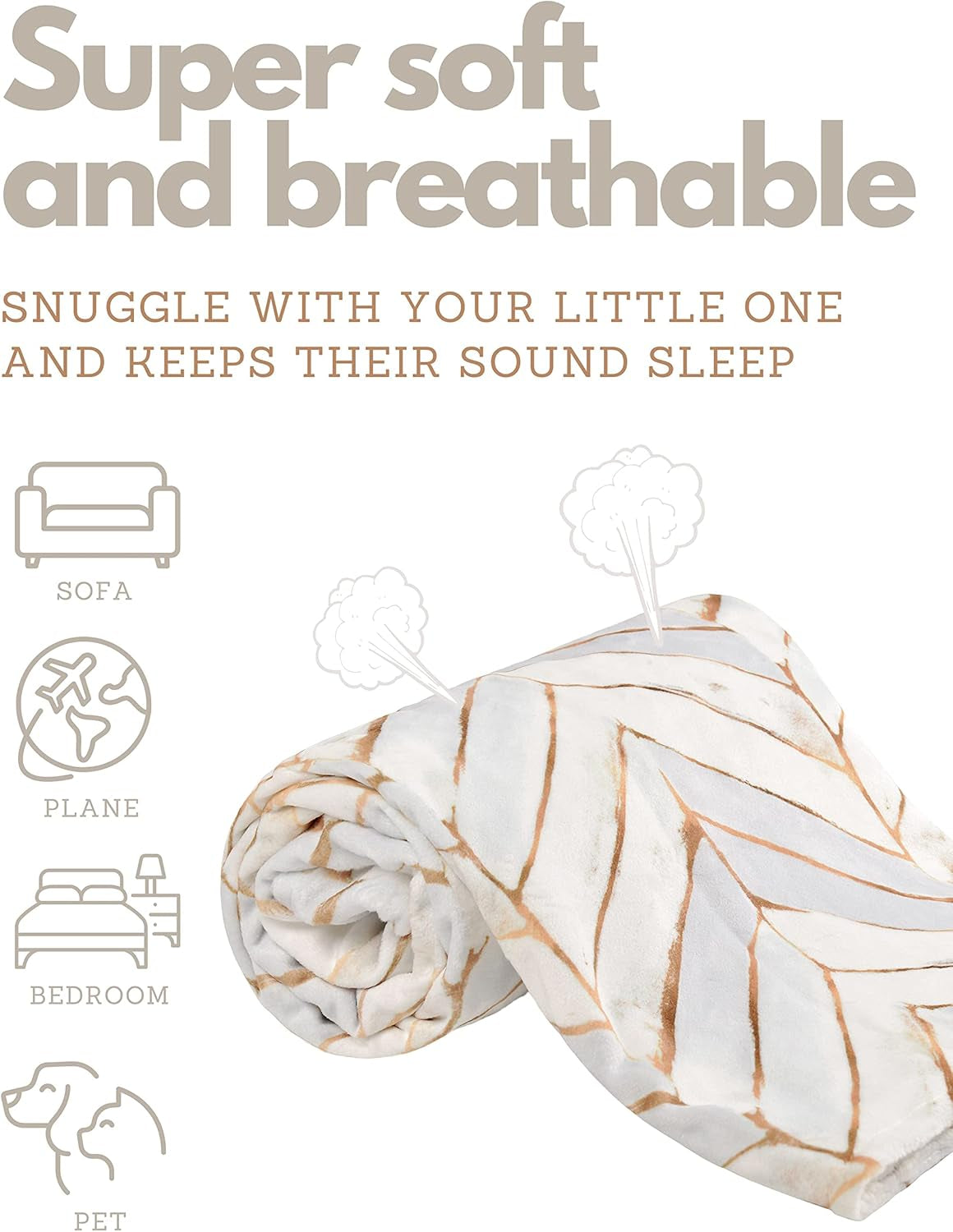 Baby Blanket Bedding Flannel Fleece Mink Blanket Unisex Baby Plush Blanket with Dotted Backing (Grey)