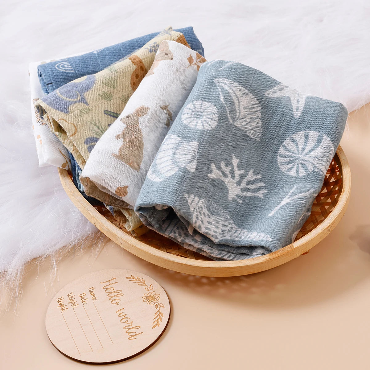 New Print 5Pcs/Set 60*60CM Soft Muslin Swaddle Feeding Burp Cloth Newborn Pure Cotton Baby Face&Hand Wash Wipe