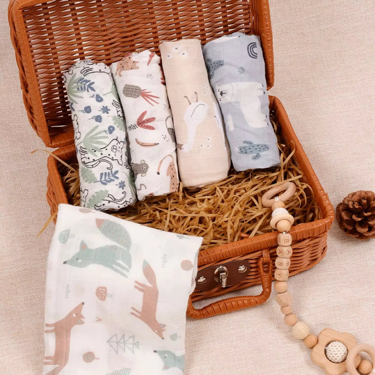 60*60Cm 5Pcs Set Multi-Use Feeding Burp Cloth Towel Super Soft Bamboo Cotton Muslin Blankets Baby Burp Cloth Set
