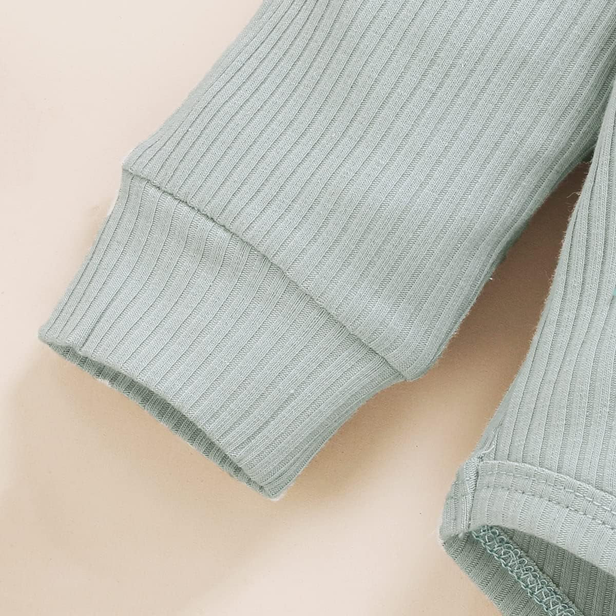 Newborn Baby Boy Clothes Set Ribbed Outfits Unisex Infant Solid Cotton Long Sleeve Tops Pants Fall Outfit (Blue,0-6Months)