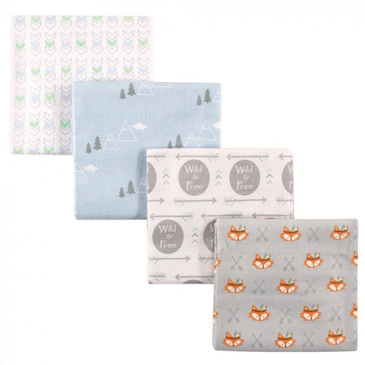 Baby Boy Cotton Flannel Receiving Blankets, Wild Free, One Size