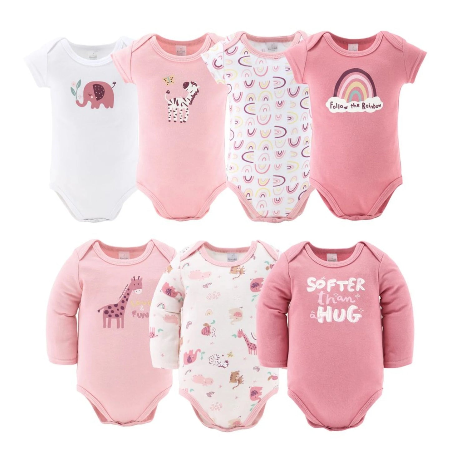 Newborn Layette Gift Set for Baby Girls, 23 Essential Pieces, Pink Rainbow Safari Animals, 0-3 Months