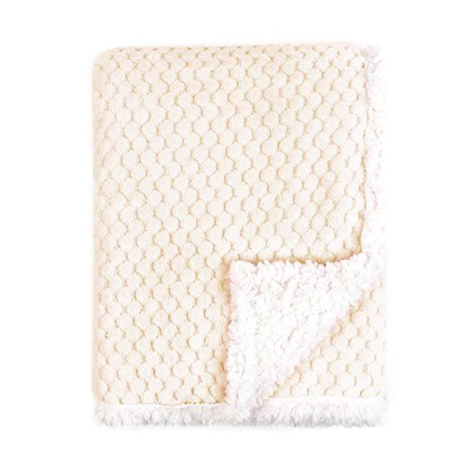 Popcorn Plush Sherpa Baby Blanket - Cream | 30" X 40" | Made of 100% Polyester | Soft, Breathable & Durable | Ideal as a Baby Swaddle Blanket, Crib Blanket, Receiving Blanket & More