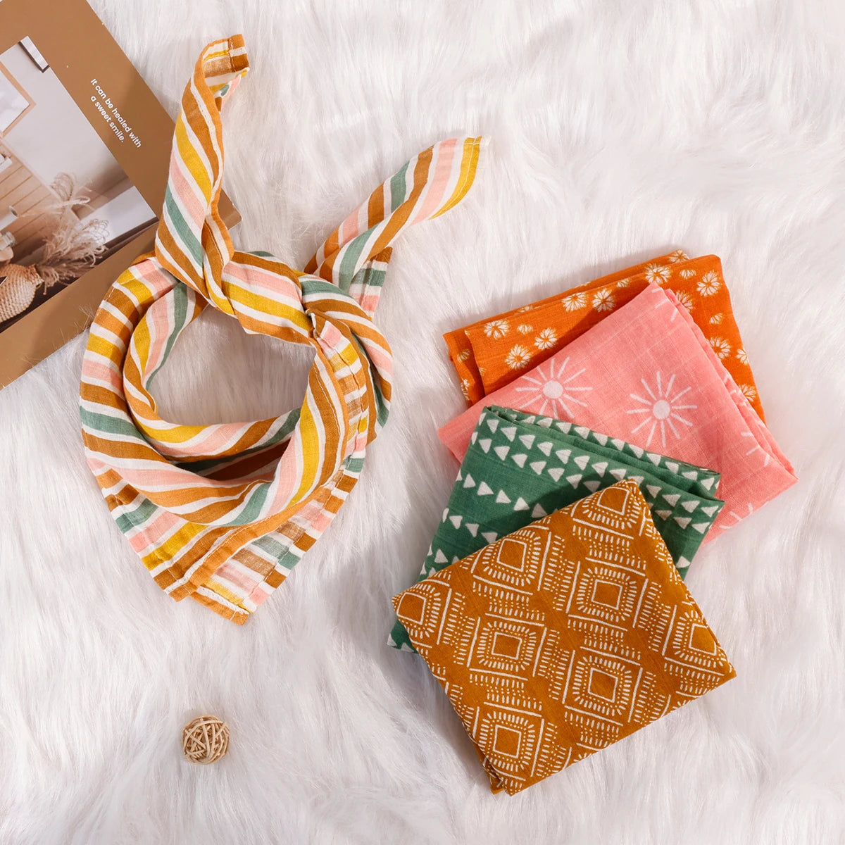 New Print 5Pcs/Set 60*60CM Soft Muslin Swaddle Feeding Burp Cloth Newborn Pure Cotton Baby Face&Hand Wash Wipe