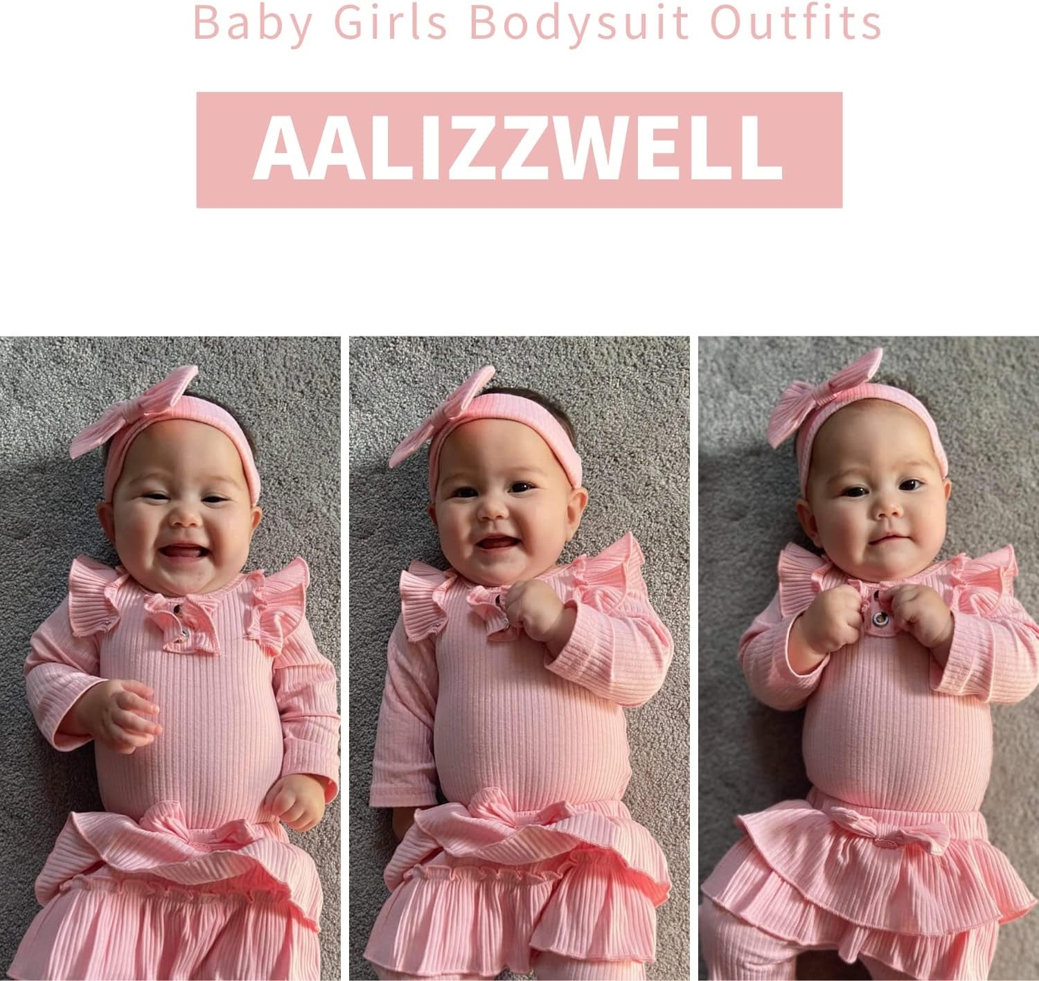 Preemie Newborn Infant Baby Girls Clothes Ribbed Bodysuit Pants Set Fall Winter Outfits